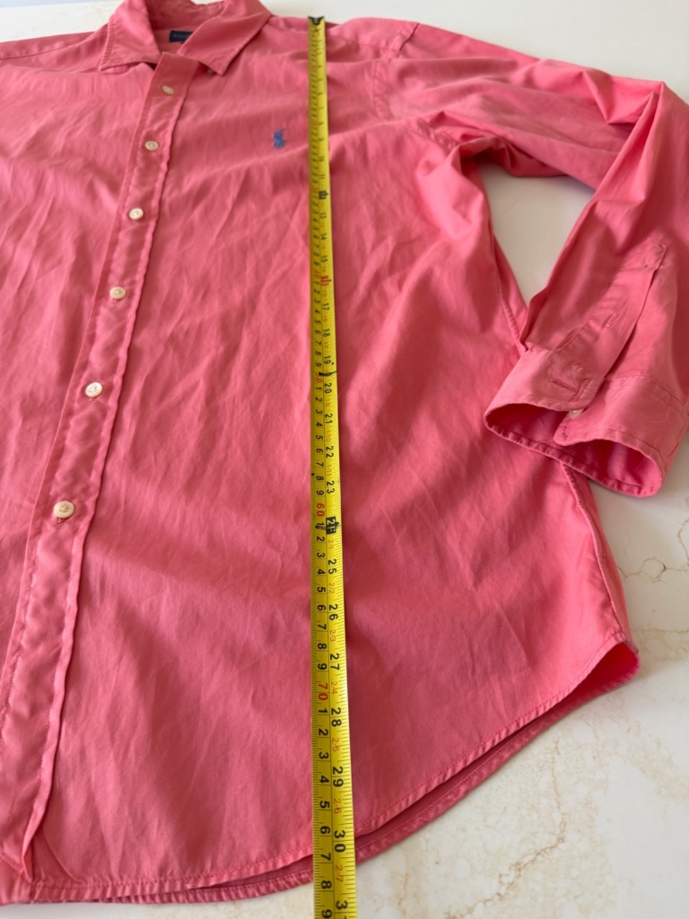 Polo Ralph Lauren light beach twill shirt in coral - Picture 4 of 8